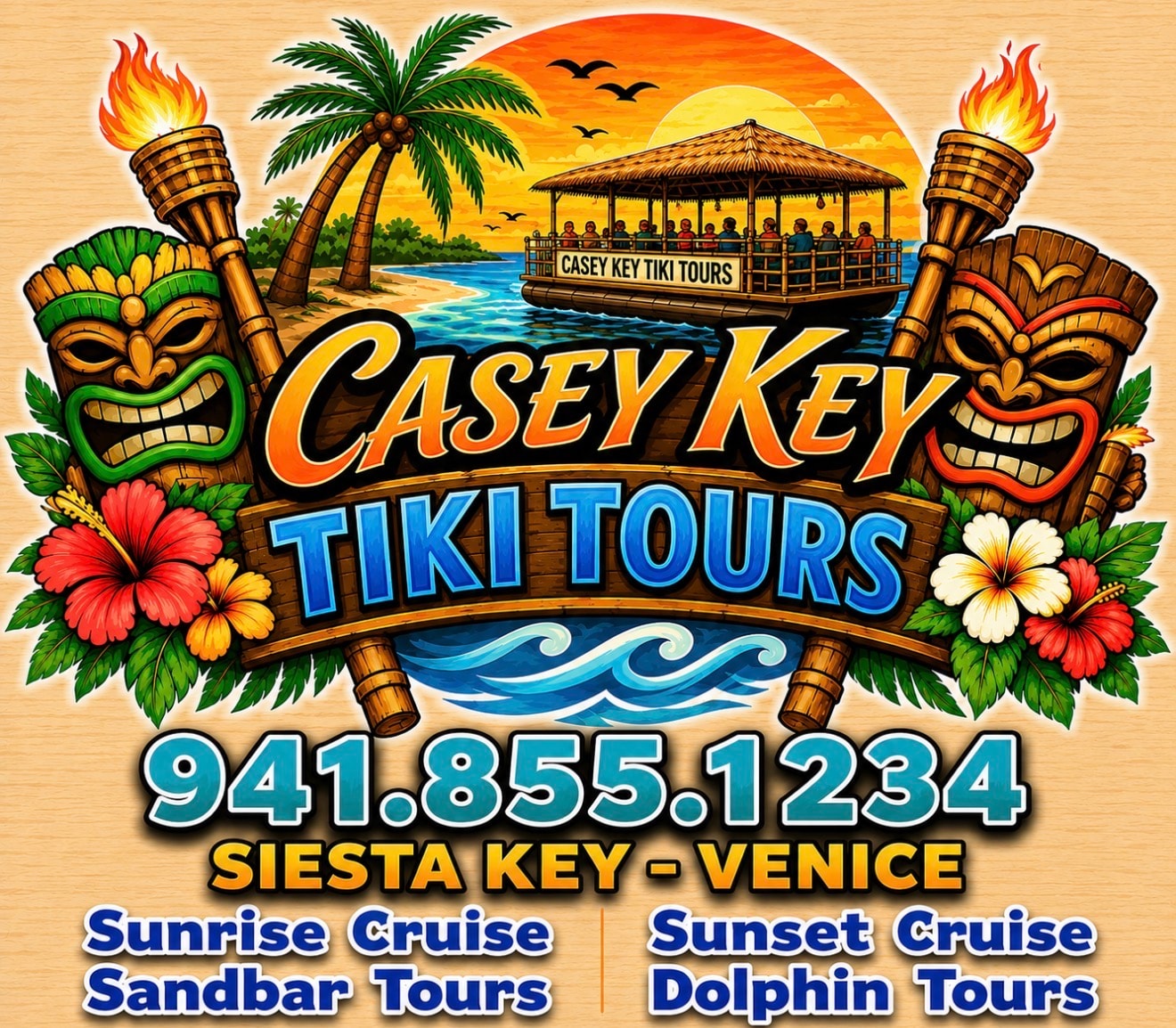 Guests arriving at tiki boat tour